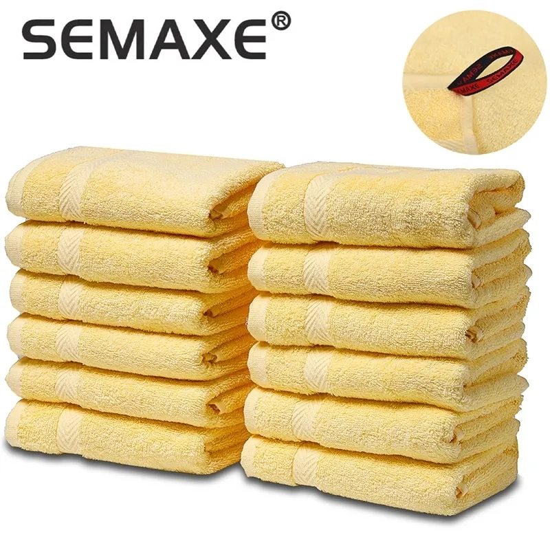 タオルセットSemaxe Luxury 100％の綿の高水吸収柔らかい厚い厚い -  12.Washcloth、家庭用食器洗いタオル。201027