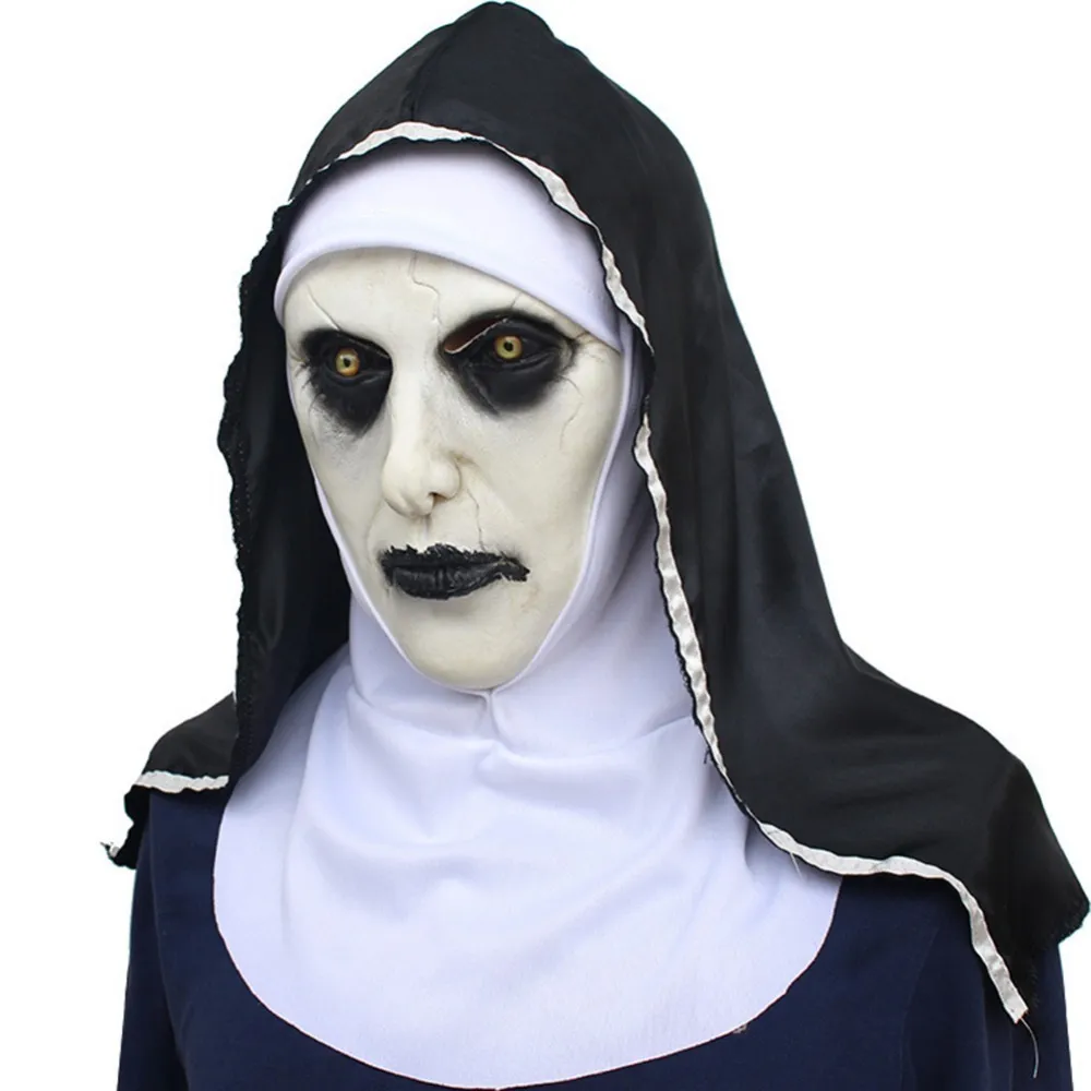 Nun Mask Scared Female Face Wig Celebrations Halloween Theme Party Cosplay Bar Performances Night Performances Carnival Personal Y200103