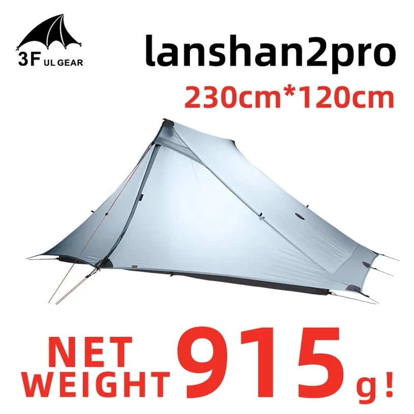 3f ul Gear Lanshan 2 Pro Tent 2 Personne Outdoor Camping Camping 3 Saison Professionnel 20D Nylon des deux côtés Silicon 220104