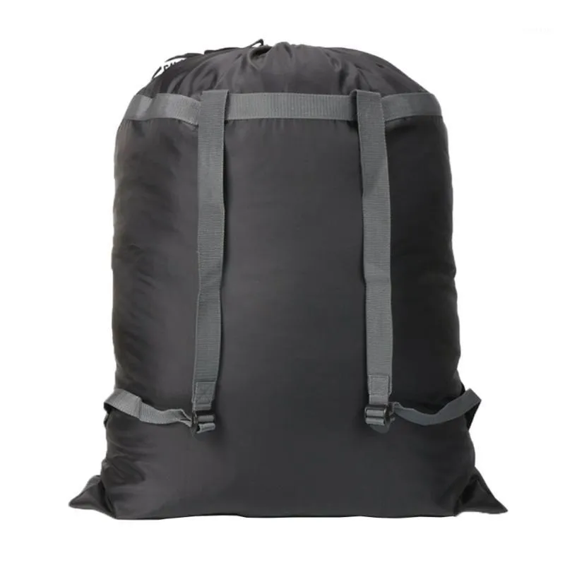 Sacs de rangement Polyester imperméable à l'eau robuste sac à dos sac à linge grands vêtements pour voyage Camping noir