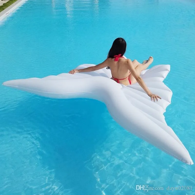  Angel Wings Inflatable Pool Floating Air Mattress Lazy Water Party Toy Riding Butterfly Swimming Ring Piscina 250*180cm