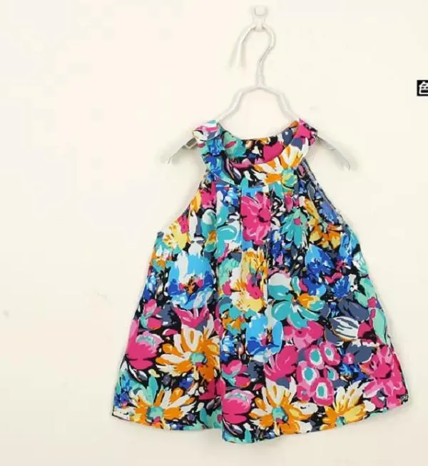 21 Farben Blumendruckkleid Sommer für Babys Mädchen Weste Baumwolle Sommerkleider Blumendruck Baumwolle Sommer ärmellos