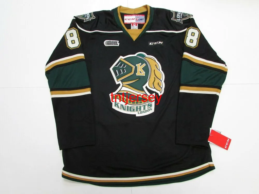 مخيط مخصص باتريك كين OHL London Knights الأسود CCM الهوكي جيرسي إضافة أي اسم رقم رجل الاطفال جيرسي XS-5XL