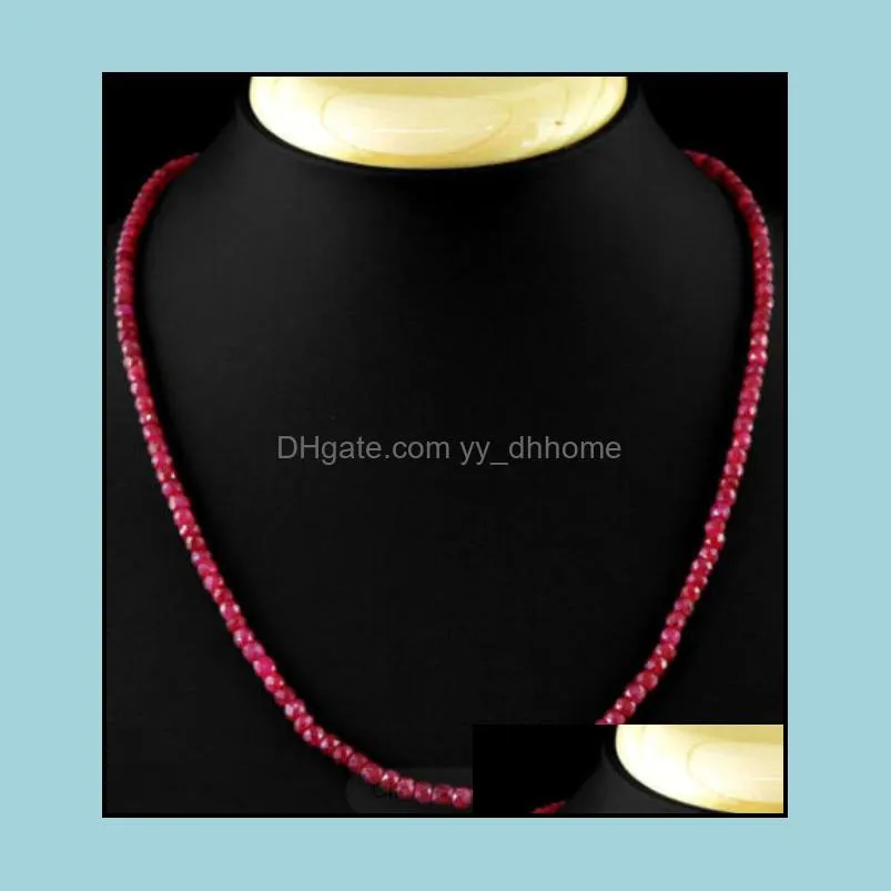 Natural 8x10mm Brazil Red Ruby Faceted Rondelle Gems Beads Necklace 18