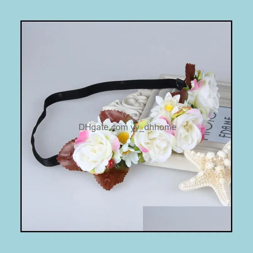 Women Party Wedding Big Flower Wreath Crown Floral Garlands Headband Hair Band Bridal Headdress Hair Accessories