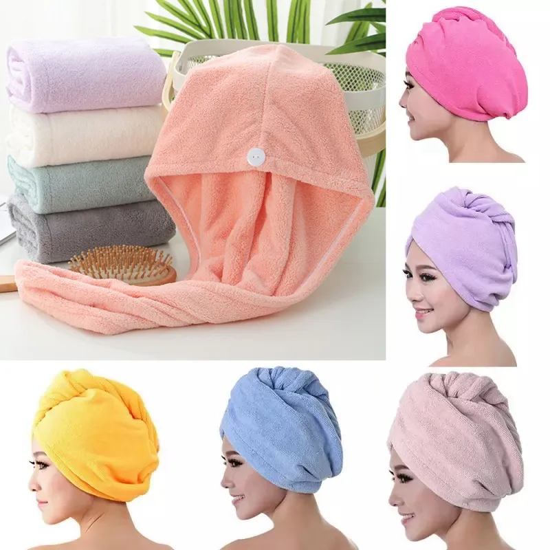 Suche czapki do włosów Mikrofibry Szybki prysznic Magic Chłonny Ręcznik do włosów Suszenie Turban Wrap HHA1669