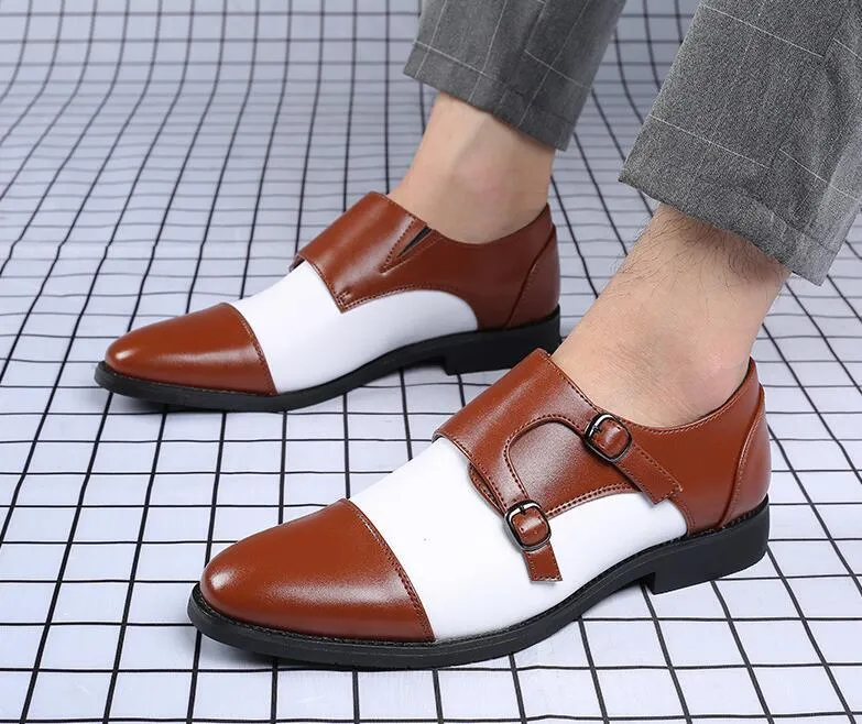 2020 New Arrival Mężczyźni Brytyjski Czarny Biały Patchwork Oxford Formalne Buty Męskie Buty Ślubne Sapato Social Masculino