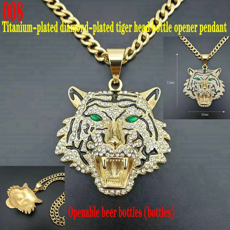 Pendentif décapsuleur tête de tigre Lion Leopard en acier inoxydable 201014