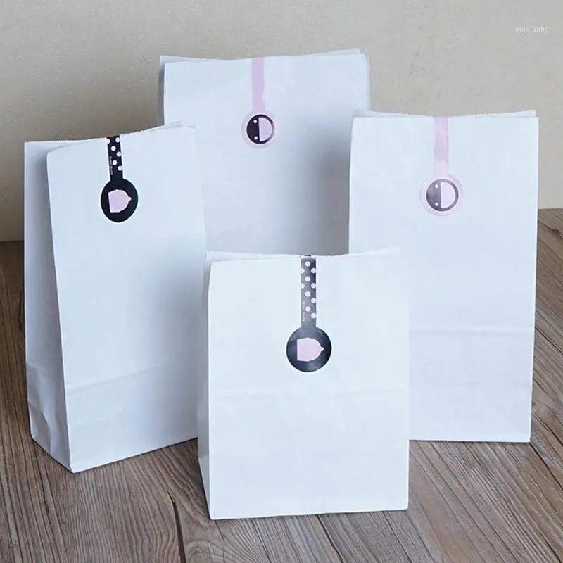 Present Wrap White Paper Bags Sandwich Bread Candy 100st/Lot 7 Storlekar Takeout Fast Party Wedding Favor 1