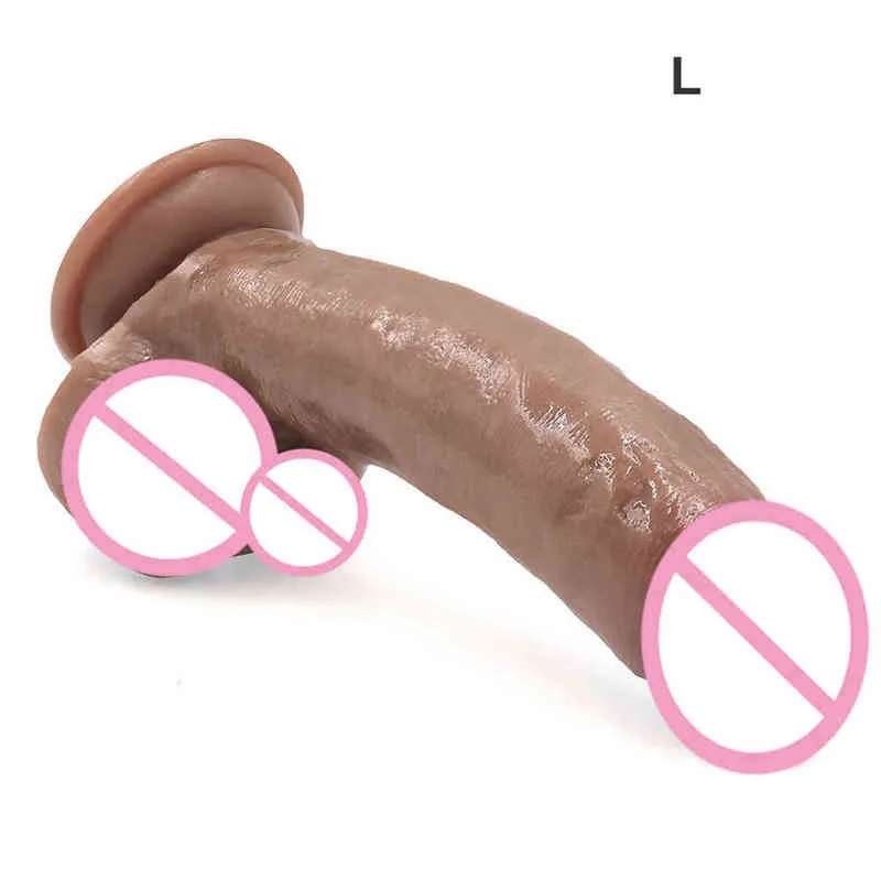 NXY Dildos Single Layer Silicone Realistic Penis Skin Feeling Big Dildo with Suction Cup Sex Toys for Woman Strapon Dick Adult 0121