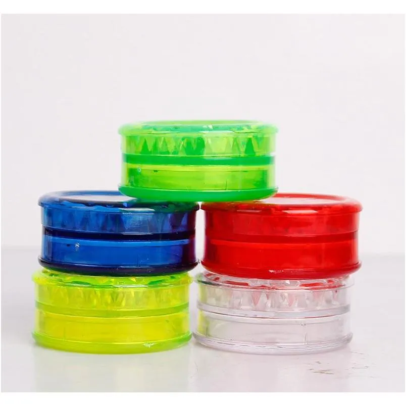 60mm round plastic tobacco smoking herb grinders 3 layer tobacco grinder cigarette colorful crusher fit dry herb color random send bh1893