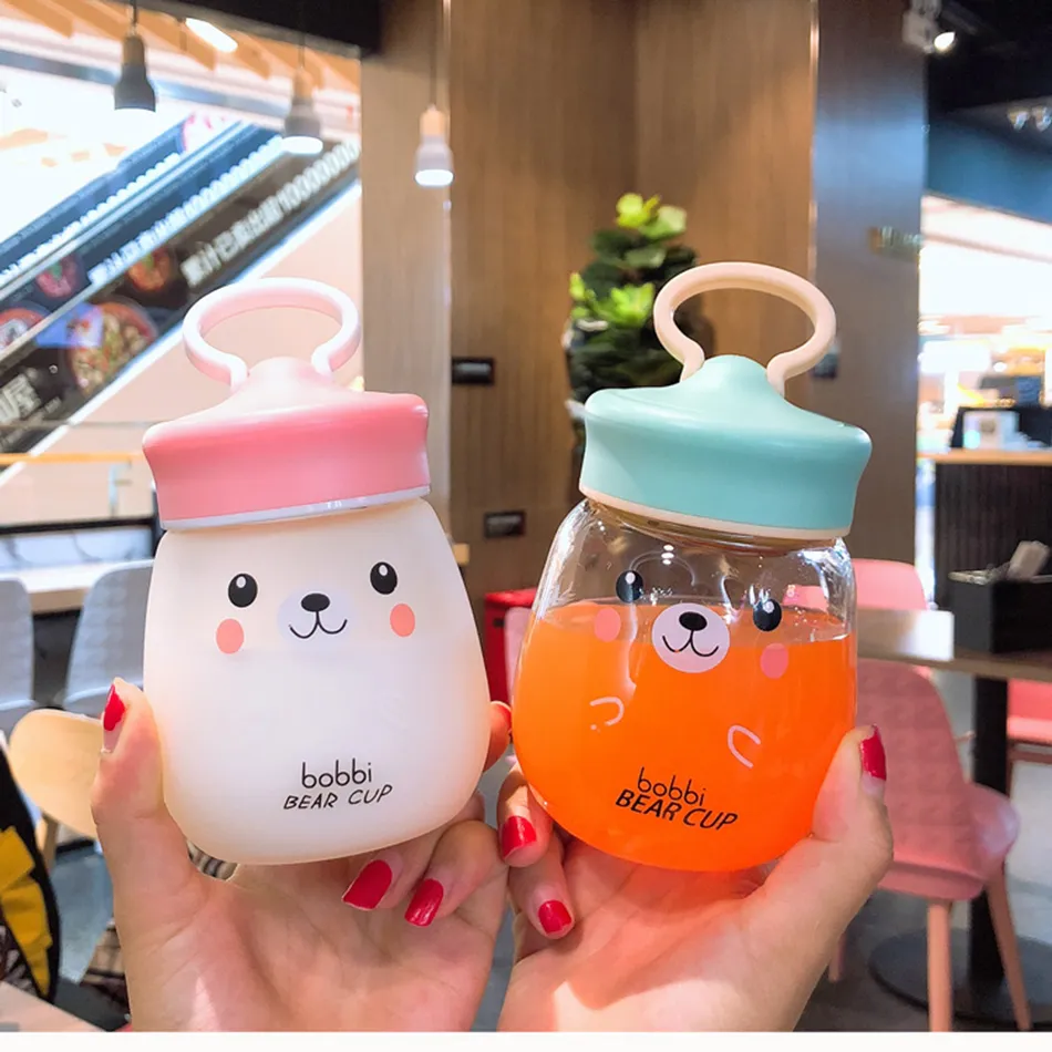 Kawaii Glass Water Bottle Portable Cute Bear Cup With... From Kong09 ...