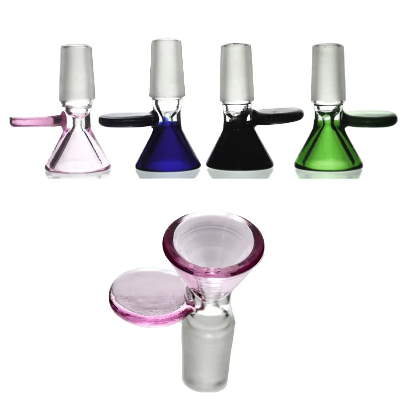 Colorful Pyrex Glass Pipes 14mm Male joint glass bowls Handcraft Round Smoking Tubes Transparent Tobacco Hookah Shisha Adapter Thick Bongs Pipe for Smokers Gifts