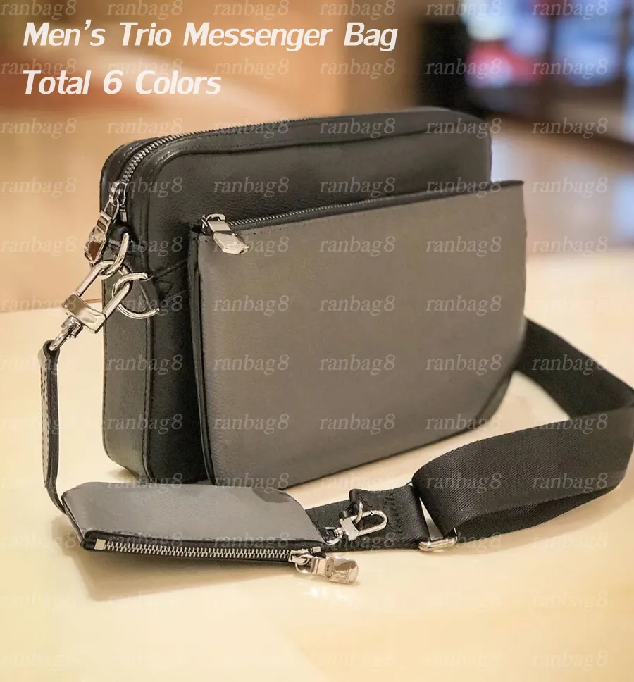 Moda męska torba na ramię Pochetretio Messenger Torby 3 sztuk Zestaw 69443 Męskie Czarne Szary Kwiat Crossbody Torba Pasek Torebki Małe Wouch