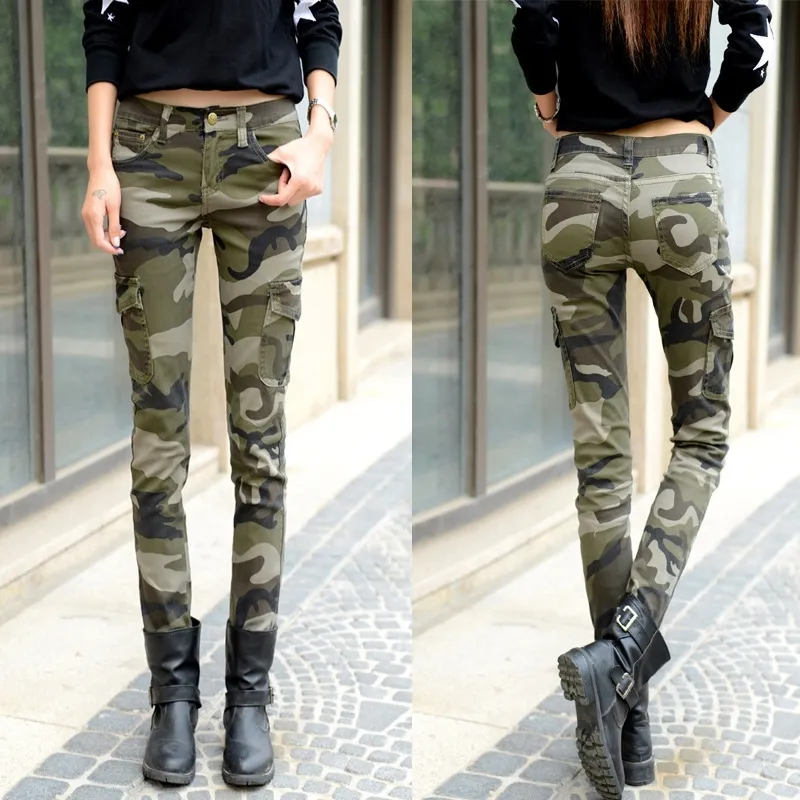 Womens Army Camo Jeans Plus Size Camo Camo Jeans Women Skinny Stretch Camo Jeans Moto Stretch Pencil Pants Personalized Rock Denim Pants 201030 From Long005 54.03 DHgate.Com