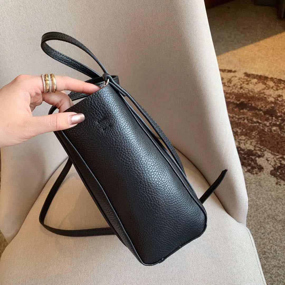 High quality solid color women's bucket bag simple leather handbag luxury cute shoulder bag purse