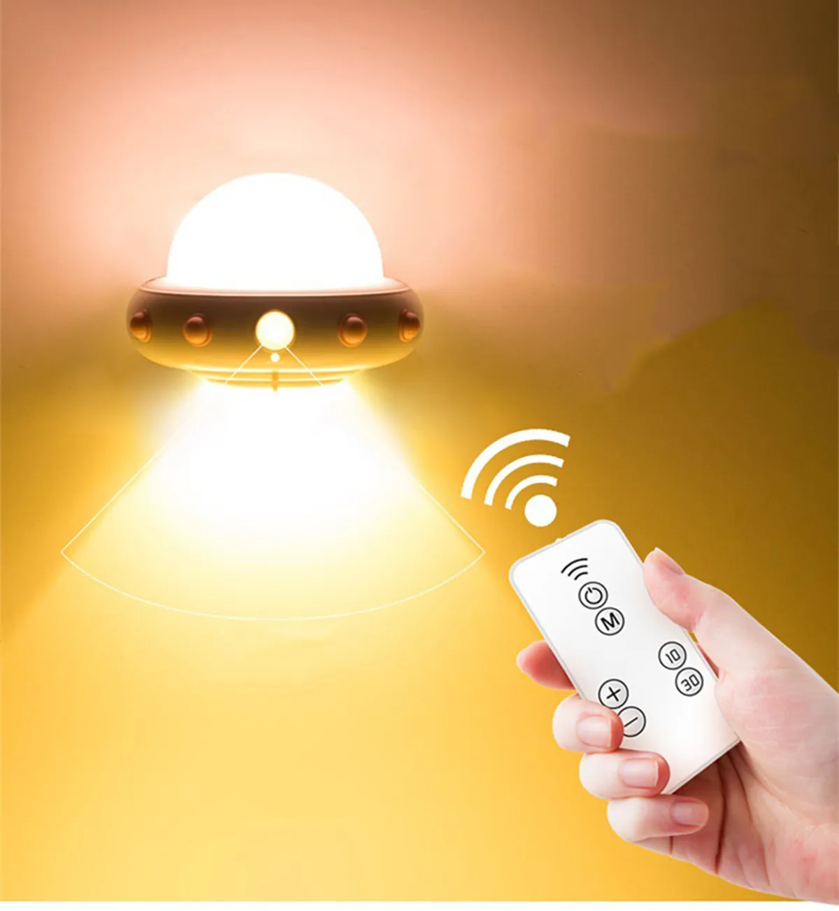 Modelagem UFO LED Corredor Night Light Infravermelho Controle Remoto Corpo Motion Sensor Casa Lâmpada Noturna Magnética Smart