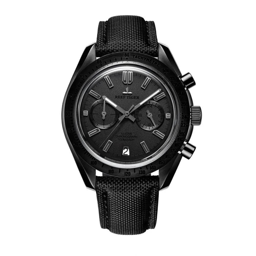 Mannen sport waterdicht horloge heren quartz horloges Reef Tiger lichtgevende chronograaf horloge nylon band reloj hombre RGA3033 T2234m