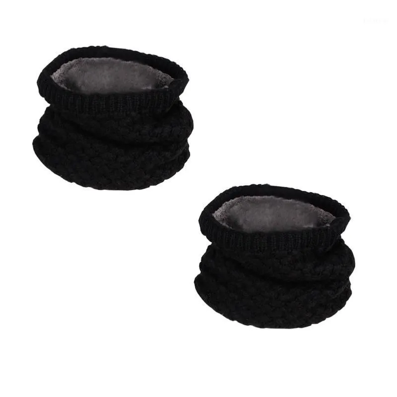 2 uds. Pañuelo de invierno negro Unisex, gorros de ciclismo circulares con cuello de punto cálido, máscaras