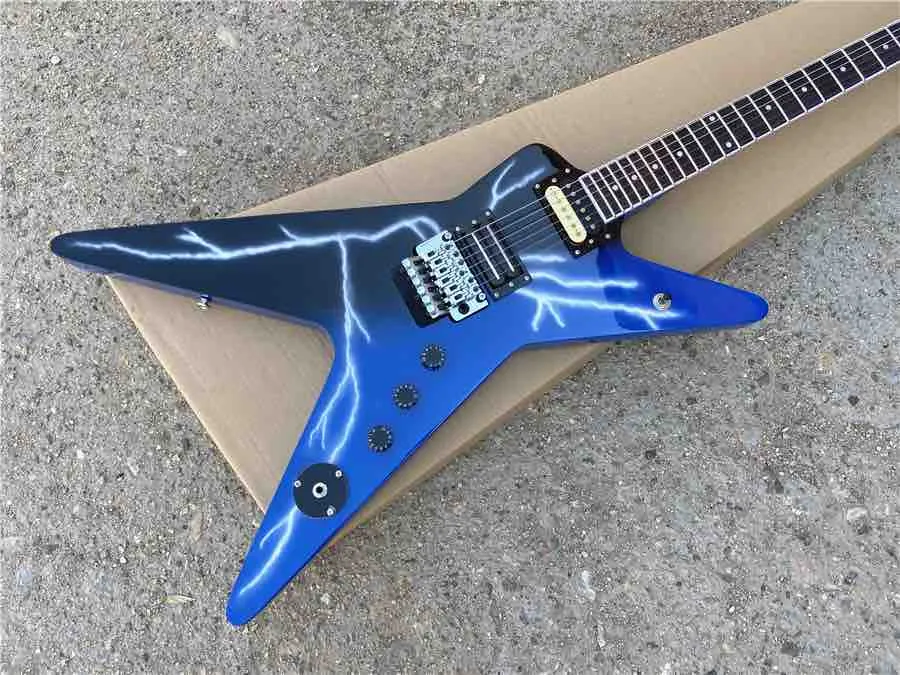 Chitarra elettrica a coda personalizzata in blu per destri mancini 22 tasti