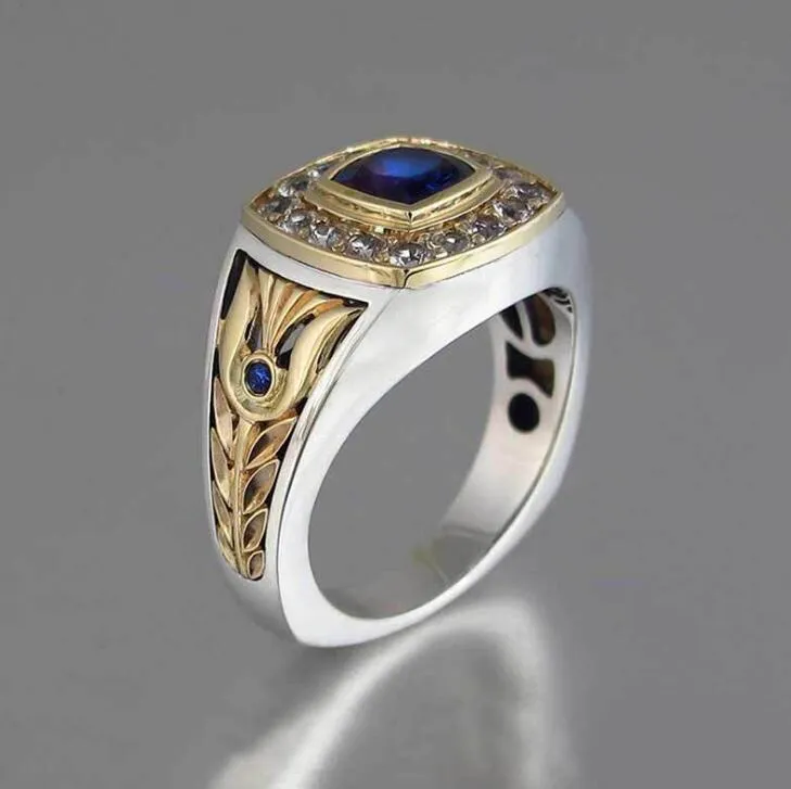 anillo de hombre de hombre azul para hombre anillo de declaración de lujo de diamante para hombre anillo de hombre de piedra natural de tamaño de diamante 12