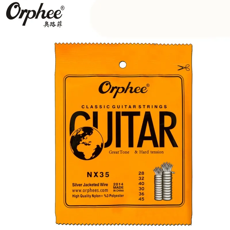 Orpheee NX35 028-045 Классические гитарические струны нейлоновые серебряные куртки вакуумная упаковочная гитара