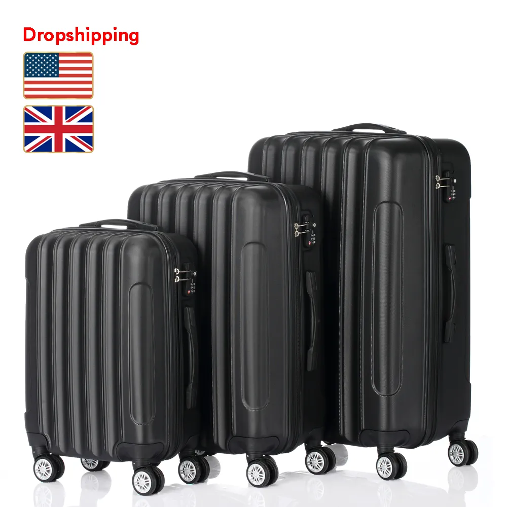 Stock in der US-UK 3-in-1 Reisen Lagerung Koffer Gepäck-Kasten-Set Durable Spinner Multifunktionale große Kapazitäts