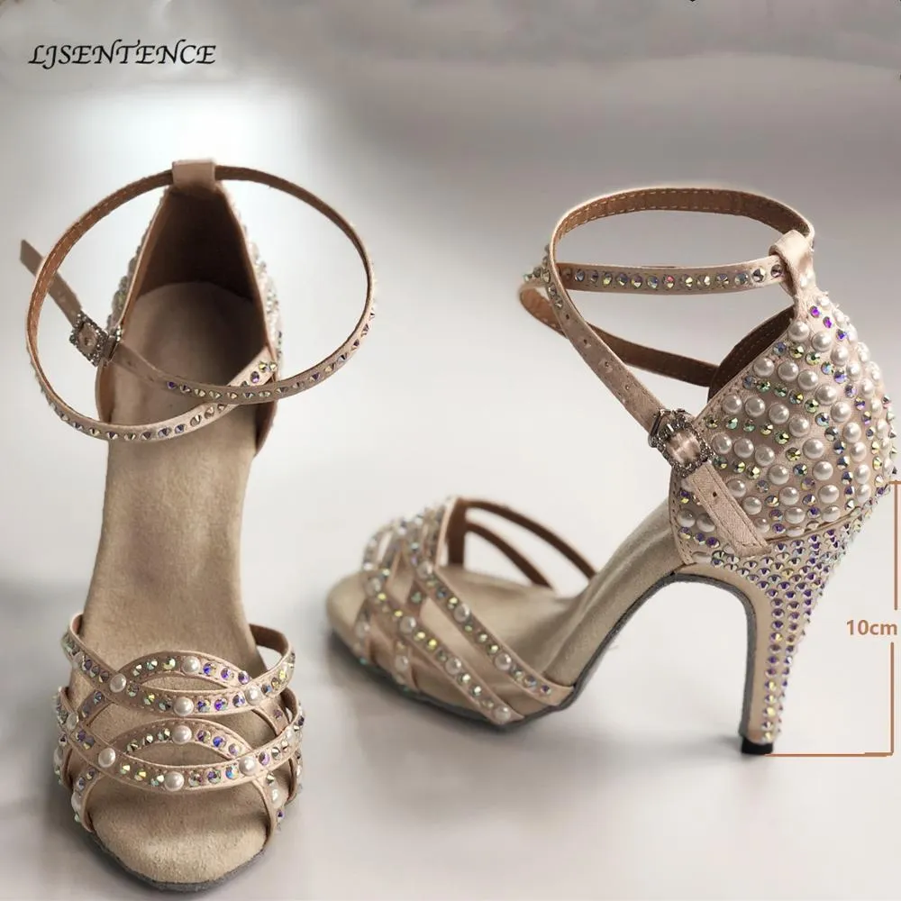 Women s Ballroom Latin Tango Dance Shoes Soft Sole High Heels for Stable Dancing Skin Color 2024