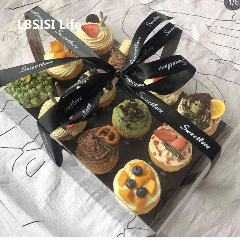 LBSISI Life, 10 Uds., caja transparente para cupcakes, tamaño grande, boda, bricolaje, hecho a mano, paquete de decoración de pasteles, suministros para fiesta de cumpleaños de bebé H1231