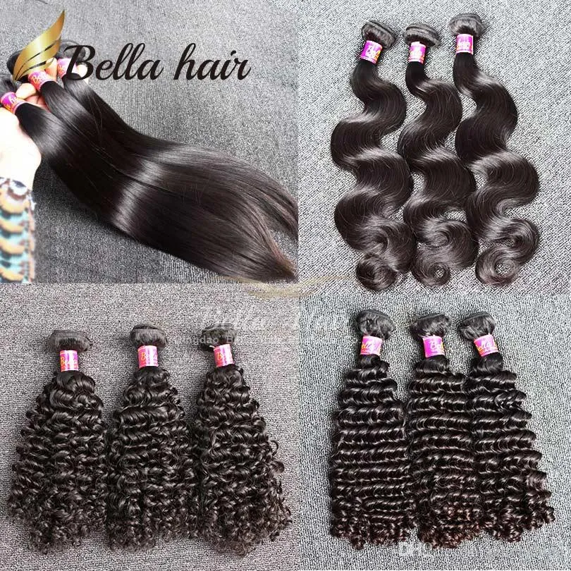 BellaHair® 2 Bundles Brazilian Virgin Hair Extensions Human Weave Curly Deep Straight Body Wave