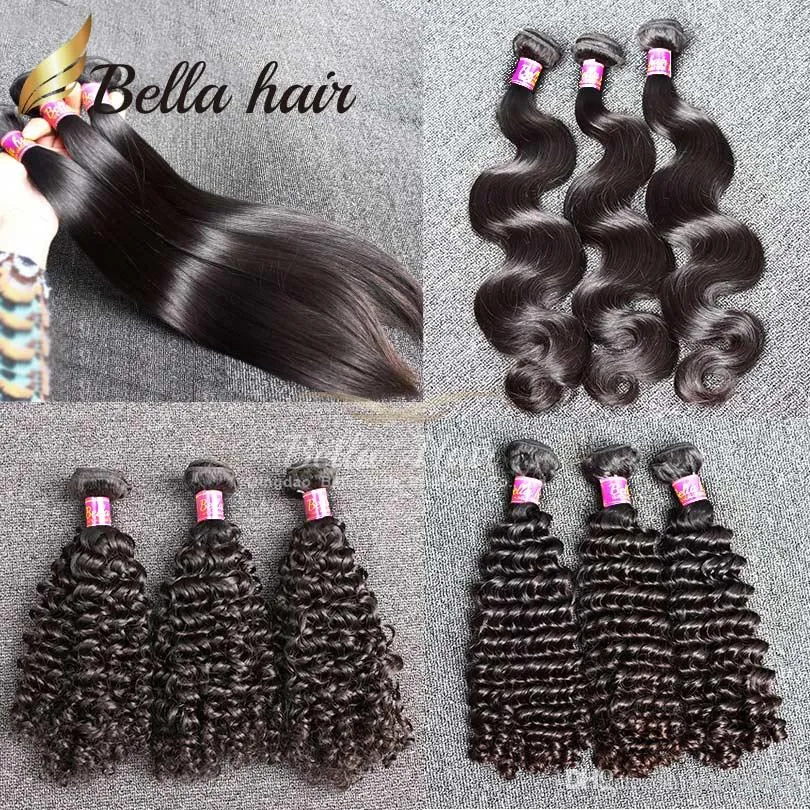 Bellahair® 2 حزم البرازيلي العذراء الشعر التمديدات الإنسان نسج مجعد عميق مستقيم موجة الجسم