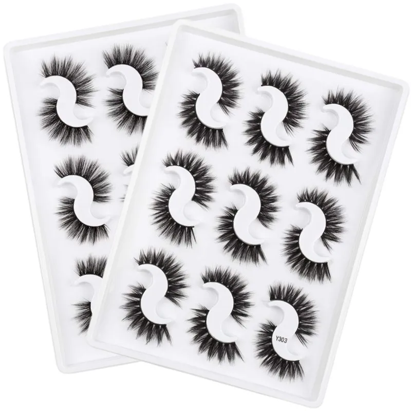 3D Mink lashes boxes eyelash packaging 9 Pairs Natural Makeup Eyelashes