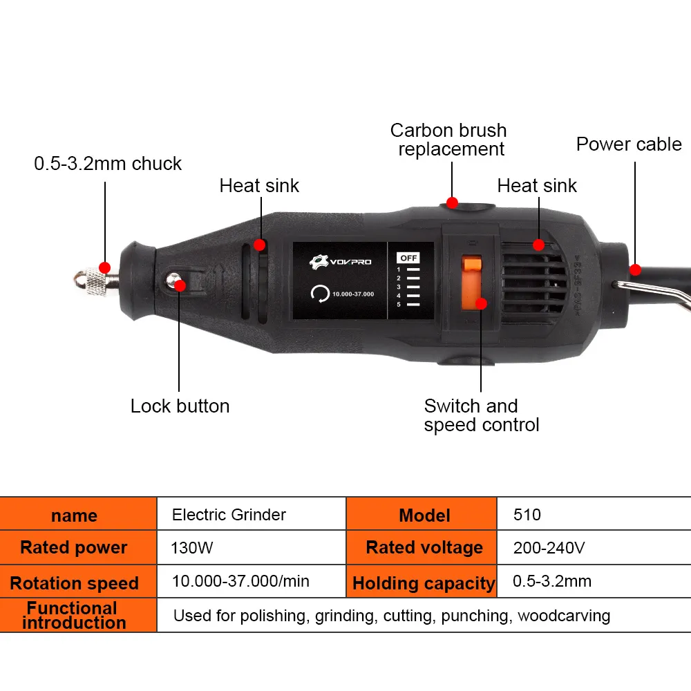 110v/220v Mini Dremel Drill Power Tools Electric Drill Grinding