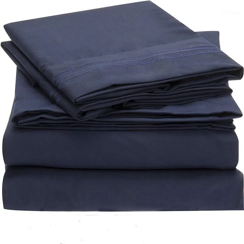 Ensembles de literie Ensemble de literie en gros Drap-housse QUALITÉ Microfibre brossée Wrinkle Fade Résistant aux taches Hypoallergénique Cal King US # 21