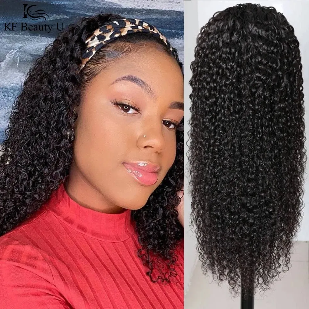 Headband Wig Synthetic Hair Curly Wig Brazilian Hair Wig Glueless Hair Wigs Non Lace Wigs for Black Women kinky curly style marley