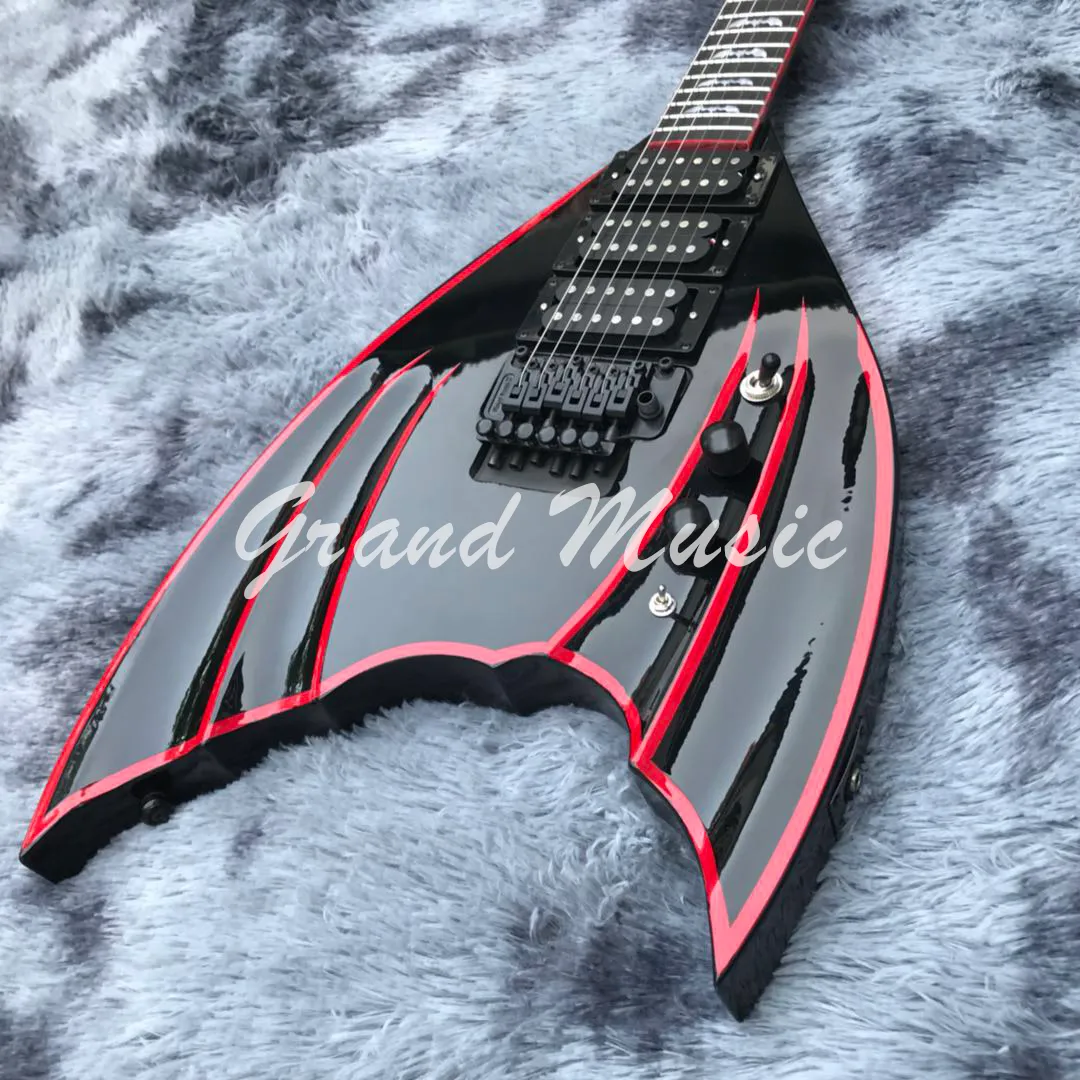 エレキギター カスタム デザイン: レッド ストライプ、ブラック ハード