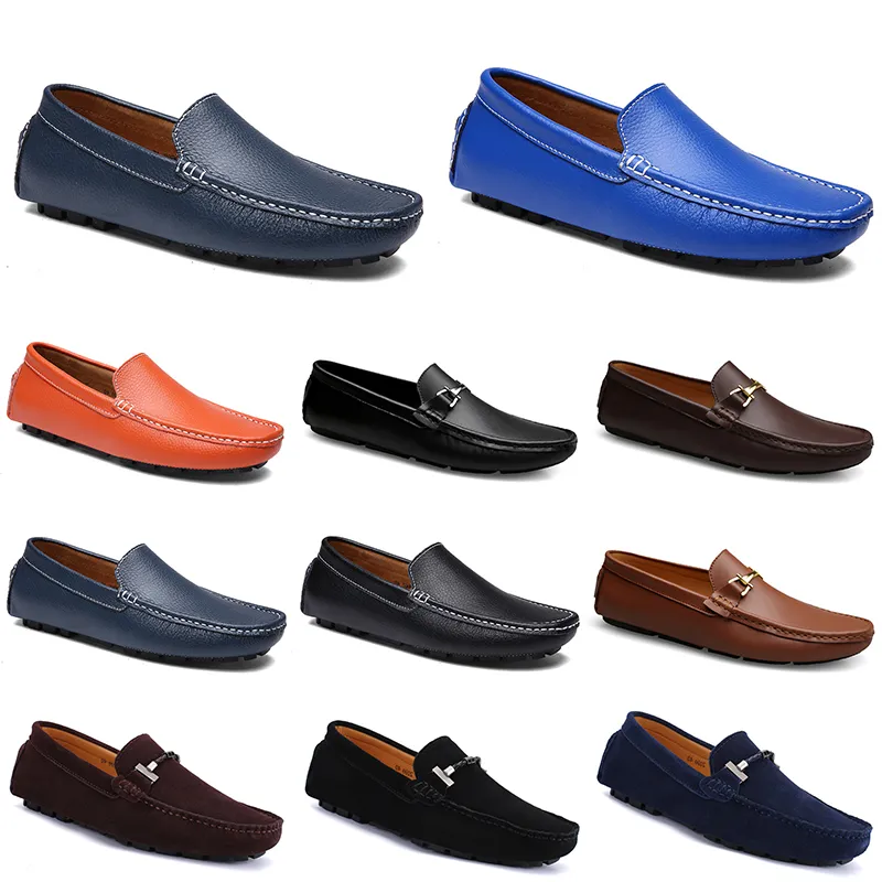 leathers doudous men casuals drivings shoes Breathable soft sole Light Tans black navys whites blue silver yellows grey footwears all-match outdoor cross-borders