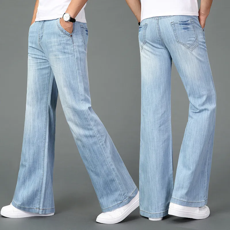 Jeans Men Mens Big Flared Jeans Boot Cut Leg Flared Loose Fit high Waist  Male Designer