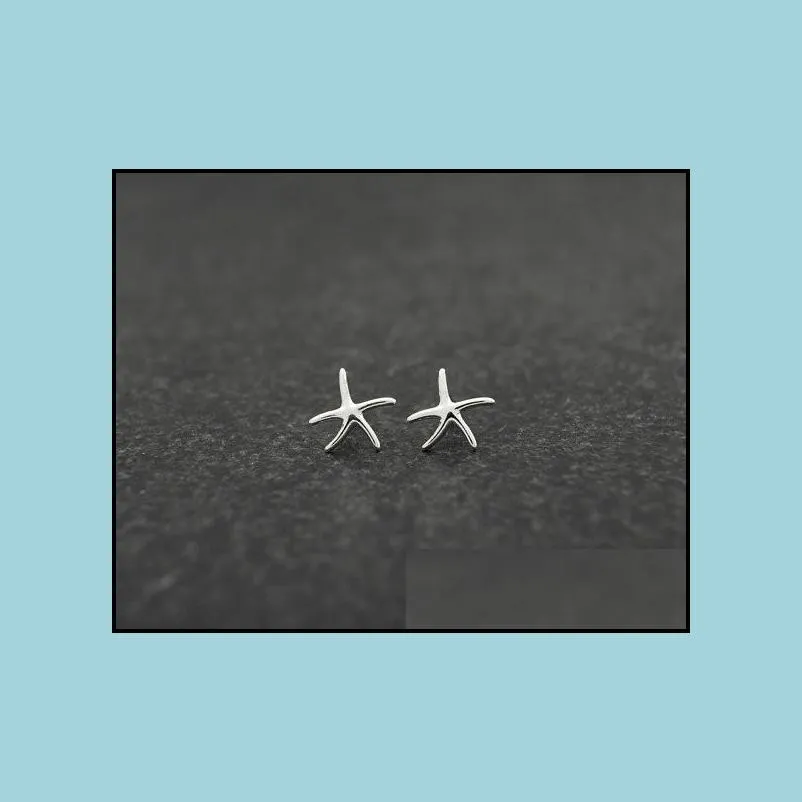 Fashion starfish stud earrings zinc alloy silver plated stud earring Marine biological stud earrings for women wholesale