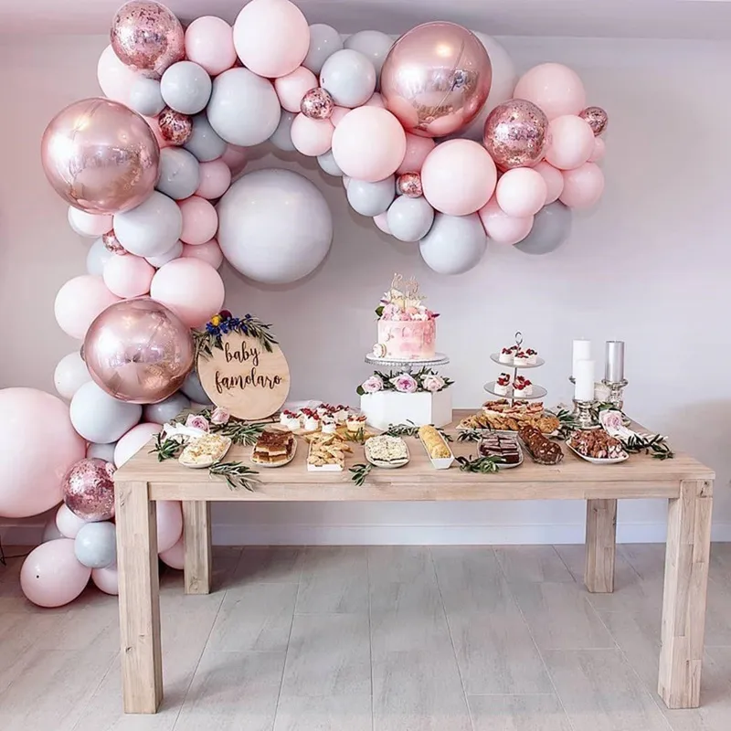 Macaron Balony Arch Kit Różowe lateksowe Baloons Rose Gold Confetti Ballon Garland Wedding Birthday Party Decor Baby Shower Supplies F1230