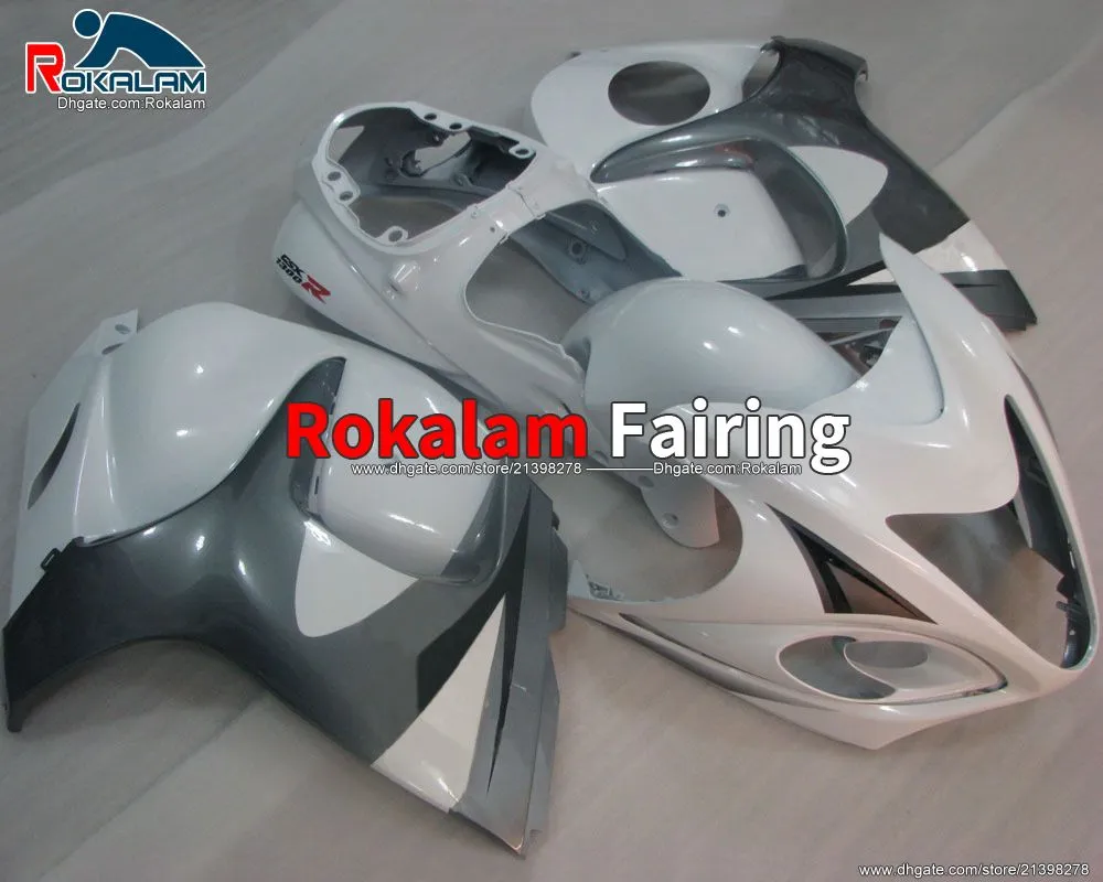 GSXR1300 08-16 Fairings Kit för Suzuki GSX-1300 Hayabusa GSXR 1300 2008 2009 2016 Vitgrå motorcykelkropps kit (formsprutning)