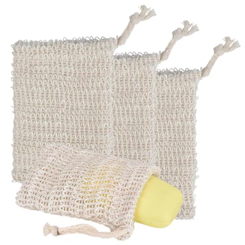 أزياء لطيفة Natural Ramie Shower Exfoliator Pouch Net Net Mostral Bubble Blister Mesh Soap Saver Foaming Bag 50 pcs