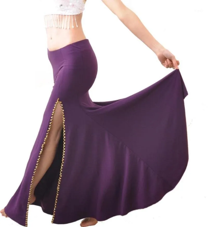 Skirts High Quality Sexy Professional Women Belly Dance Costume With Slit Modal Cotton Skirt Solid Colour1