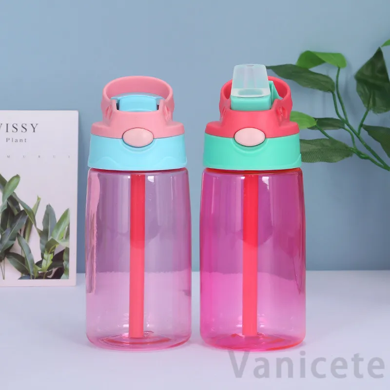 Barn Plast Vattenflaska Baby Sippy Cup med halmvattenmatning Learner Cup Creative Thermos Spill Proof Bottles T1I3398