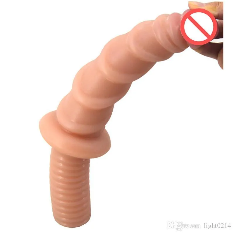 Soft Silicone Large Dildos Anal Plug Thread Backyard Bead Artificial Penis Super Long Anal Dildo with Handle Sex Toys C3-1-82