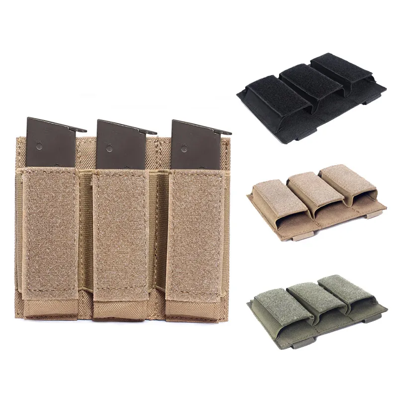 Outdoor Sports Tactical Mag 9mm Triple Magazine Pouch BAG Vest Backpack Gear Accessory Holder Cartridge Clip Pouch NO11-570