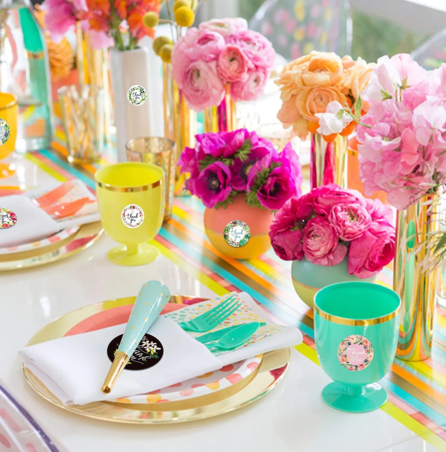 Wholesale Custom Floral Thank You Stickers 8 Styles For Scrapbooking