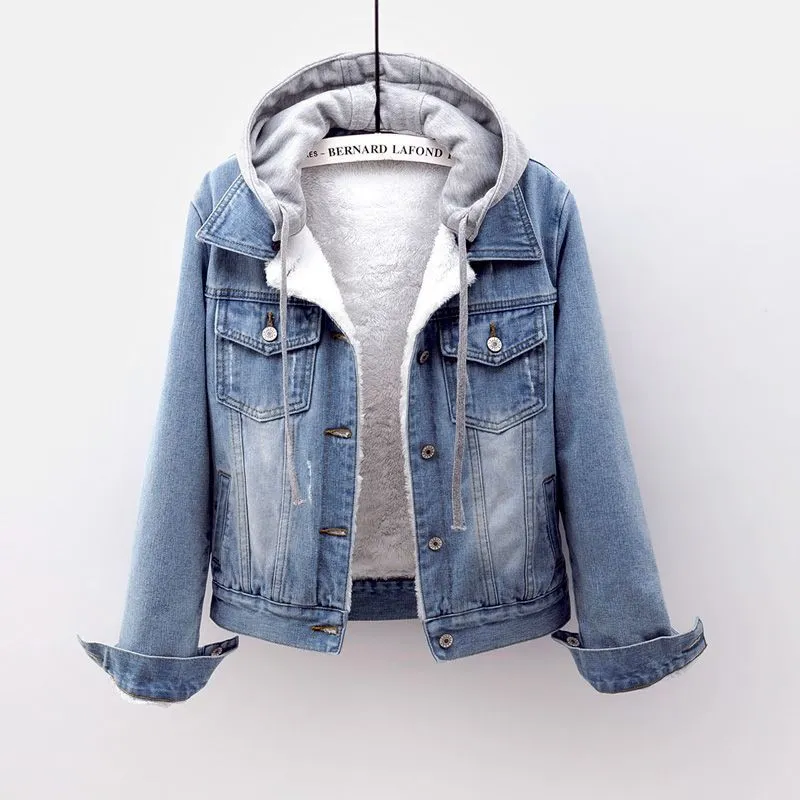 Winter Denim Jacket For Women Plus Size S 5XL With Thick Hood Casual Short Parka Mujer Jeans Coat For Warmth 201027 From Bai06 76.32 DHgate.Com