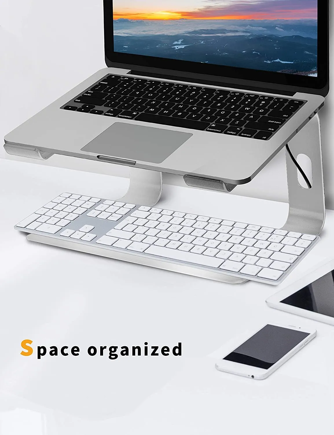 SUPPORTO PER LAPTOP rotante 360° montante ergonomico con clip libro