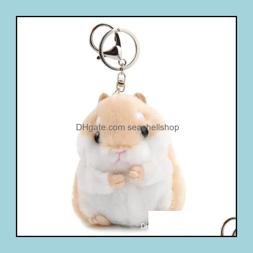 Cute Soft Plush Cartoon Animal Keychain Small Hamster Toy Doll Keyring Stuffed Mouse Pendant Key Chain Women Bag Charms Trinket